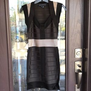 French Connection black/silver bandage dress